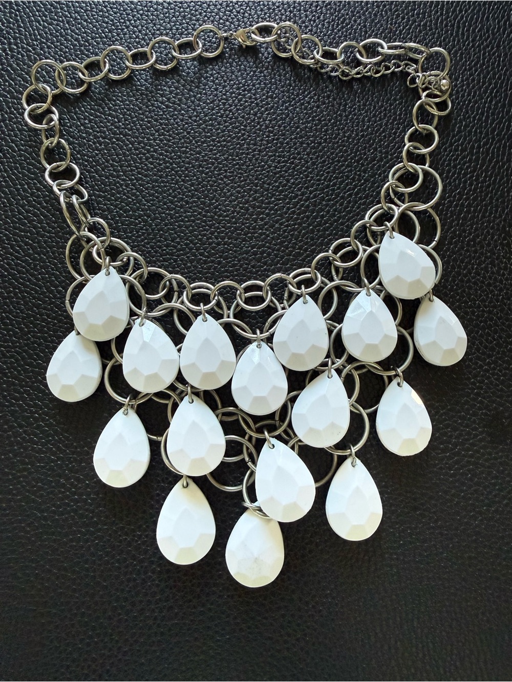 White Teardrop Statement Necklace - Women Jewelry